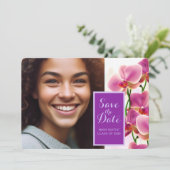 Modern Stijlvol Orchideeën Afstuderen Save the Dat Date (Staand voorkant)