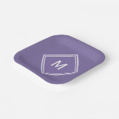 Modern stijlvol Paarse aangepaste monogram Papieren Bordje (Gebogen)