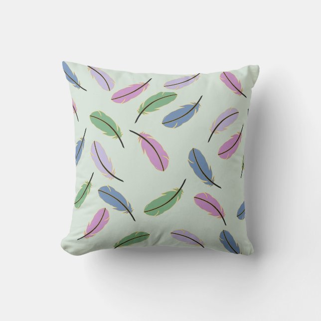 Modern stijlvol pasteelblauw verfpatroon kussen (Voorkant)