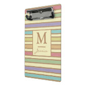 Modern stijlvol pasteeltje met gestreept monogram mini klembord (Angled2)