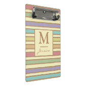 Modern stijlvol pasteeltje met gestreept monogram mini klembord (Schuin)
