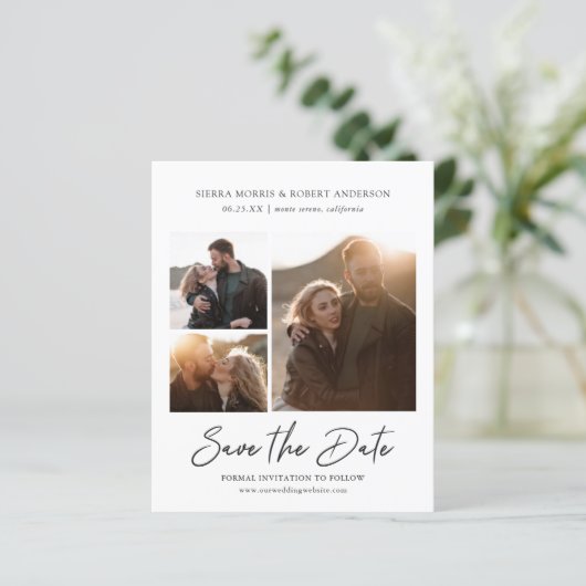 Modern Stijlvol Pen script De datum 3 foto's opsla (Staand voorkant)