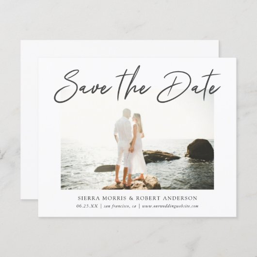 Modern stijlvol penscript De datum opslaan (Voorkant / Achterkant)