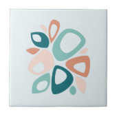 Modern stijlvol perzik Blauwgroen zalm Abstract pa Tegeltje (Voorkant)