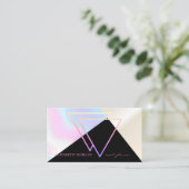 Modern stijlvol, professioneel geoometrisch hologr visitekaartje (Staand voorkant)