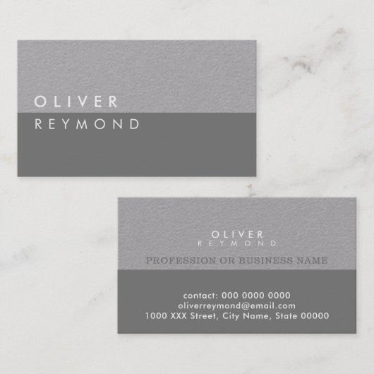 Modern & stijlvol professioneel grijs-op-grijs visitekaartje (Voorkant / Achterkant)