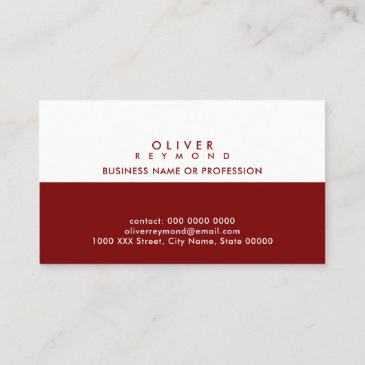 Modern & Stijlvol professioneel half-donkerrood Visitekaartje (Achterkant)