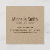 Modern stijlvol professioneel Kraft-papier Vierkante Visitekaartje (Achterkant)