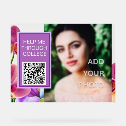 Modern stijlvol QR-code acryl teken Bord (Voorkant)