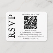 Modern stijlvol QR Wedding Black White RSVP Informatiekaartje (Voorkant)