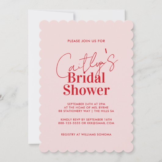 Modern stijlvol rood en blush roze Vrijgezellenfee Kaart (Voorkant)