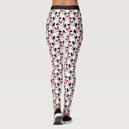 Modern stijlvol rood zwart Roos hips patroonyoga Leggings (Achterkant)