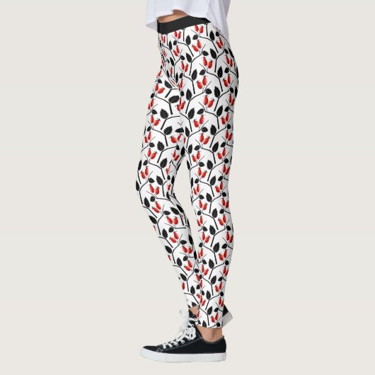 Modern stijlvol rood zwart Roos hips patroonyoga Leggings (Links)