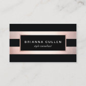 Modern stijlvol Roos Gold Black Striped 2 Visitekaartje (Voorkant)