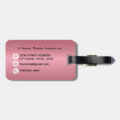 Modern stijlvol Roos Goud Geborsteld Metaal Monogr Bagagelabel (Achterkant horizontaal)