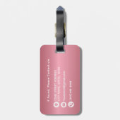 Modern stijlvol Roos Goud Geborsteld Metaal Monogr Bagagelabel (Achterkant verticaal)