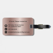 Modern stijlvol Roos Goud Geborsteld Metaal Monogr Bagagelabel (Achterkant horizontaal)