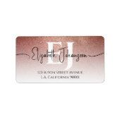 Modern stijlvol Roos gouden glitter ombre monogram Etiket (Voorkant)