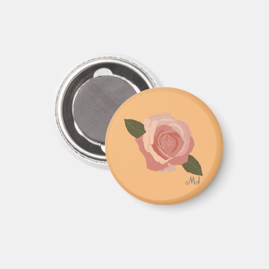  Modern Stijlvol Roos +Initialen Sinaasappel Magneet (Voorkant / Achterkant)