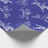 Modern Stijlvol Royal Blue Horseback Riding Toile Cadeaupapier (Hoek)