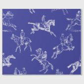 Modern Stijlvol Royal Blue Horseback Riding Toile Cadeaupapier (Vlak)