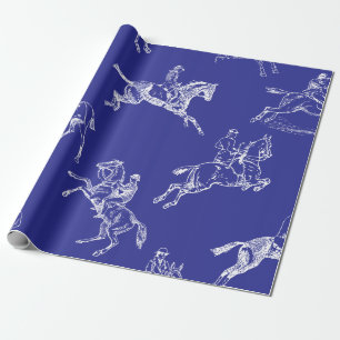 Modern Stijlvol Royal Blue Horseback Riding Toile Cadeaupapier