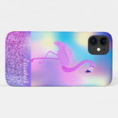 Modern Stijlvol Roze Flamingo Holographic Case-Mate iPhone Case (Achterkant (horizontaal))