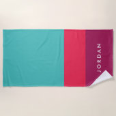 Modern stijlvol, roze Paarse kleurenblok Strandlaken (Voorkant)