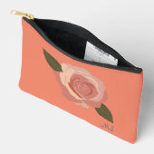  Modern Stijlvol Roze Rose+Initialen Perzik Etui (Open)