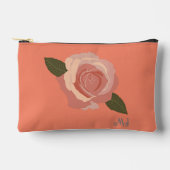  Modern Stijlvol Roze Rose+Initialen Perzik Etui (Voorkant)