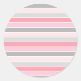 Modern stijlvol roze streep patroon ronde sticker