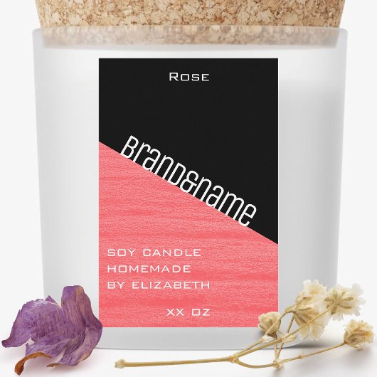 Modern Stijlvol Roze Zwart Twee Kleuren & Kaarsen Voedselcontainer Etiket