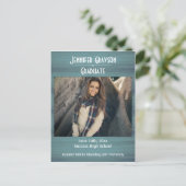 Modern Stijlvol Rustiek Hout Foto Afstuderen Aankondigingskaart (Staand voorkant)