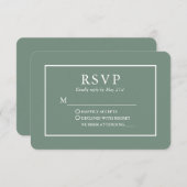 Modern stijlvol Sage Green Wedding RSVP Kaartje (Voorkant / Achterkant)
