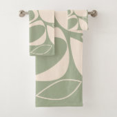 Modern stijlvol salie groen crème Abstract patroon Bad Handdoek (Insitu)