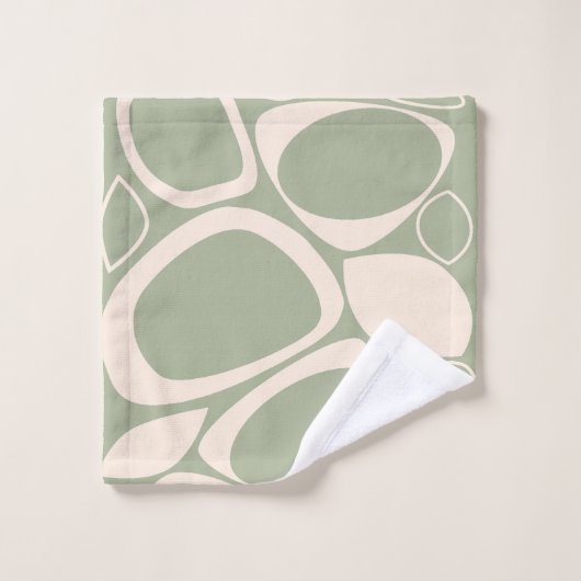 Modern stijlvol salie groen crème Abstract patroon Bad Handdoek (Wasdoekje)