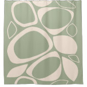 Modern stijlvol salie groen crème Abstract patroon Douchegordijn (Voorkant)