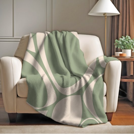 Modern stijlvol salie groen crème Abstract patroon Fleece Deken