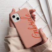 Modern Stijlvol Salmon Script Monogram Case-Mate iPhone Case