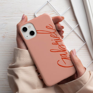 Modern Stijlvol Salmon Script Monogram Case-Mate iPhone Case