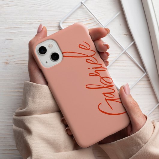 Modern Stijlvol Salmon Script Monogram Case-Mate iPhone Case