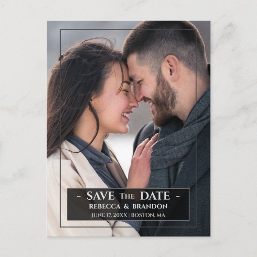 Modern & stijlvol Save the Date Wedding Briefkaart (Voorkant)