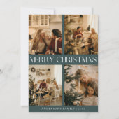 Modern Stijlvol Scandinavisch Groen Eenvoudige Ker Feestdagenkaart (Voorkant)