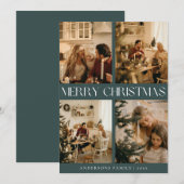 Modern Stijlvol Scandinavisch Groen Eenvoudige Ker Feestdagenkaart (Voorkant / Achterkant)