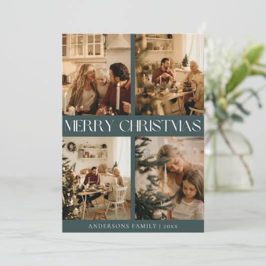 Modern Stijlvol Scandinavisch Groen Eenvoudige Ker Feestdagenkaart (Staand voorkant)