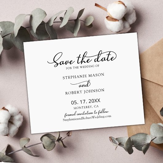 Modern stijlvol script 3 foto collage bruiloft save the date