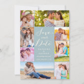 Modern stijlvol script 8 Multi Photo Save the Date Kaart (Voorkant)