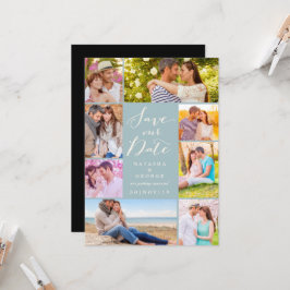 Modern stijlvol script 8 Multi Photo Save the Date Kaart