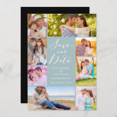 Modern stijlvol script 8 Multi Photo Save the Date Kaart (Voorkant / Achterkant)