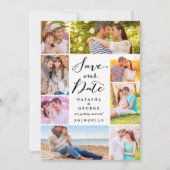 Modern stijlvol script 8 Multi Photo Save the Date Kaart (Voorkant)
